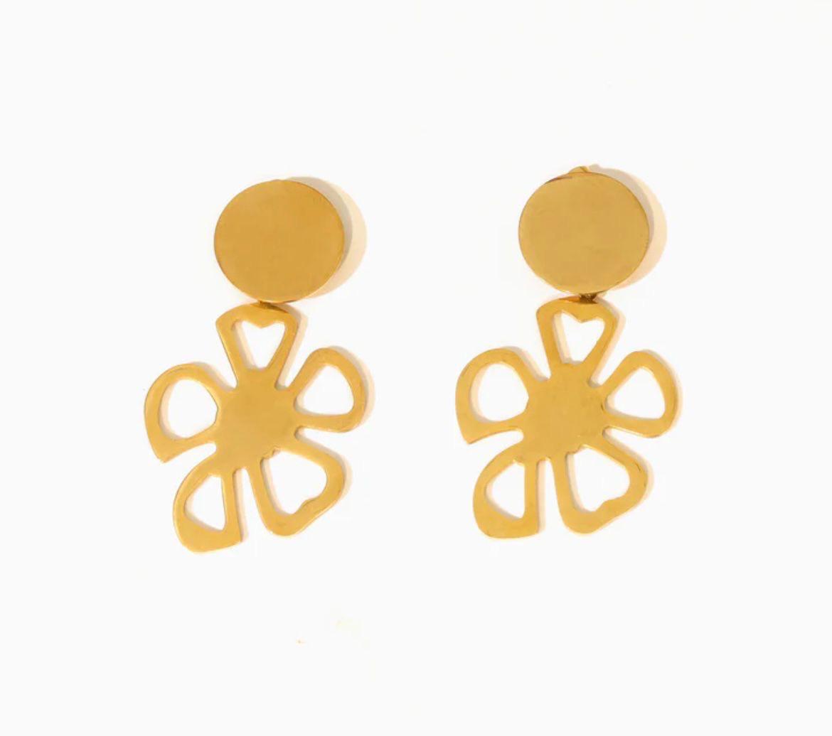 Aureline Gold Cutout Flower Drop Earrings