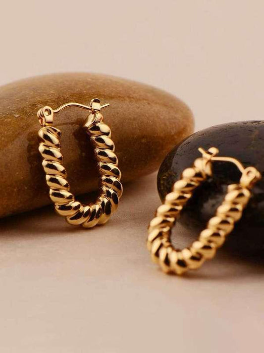 Aureline Gold-Tone Twisted Oval Hoop